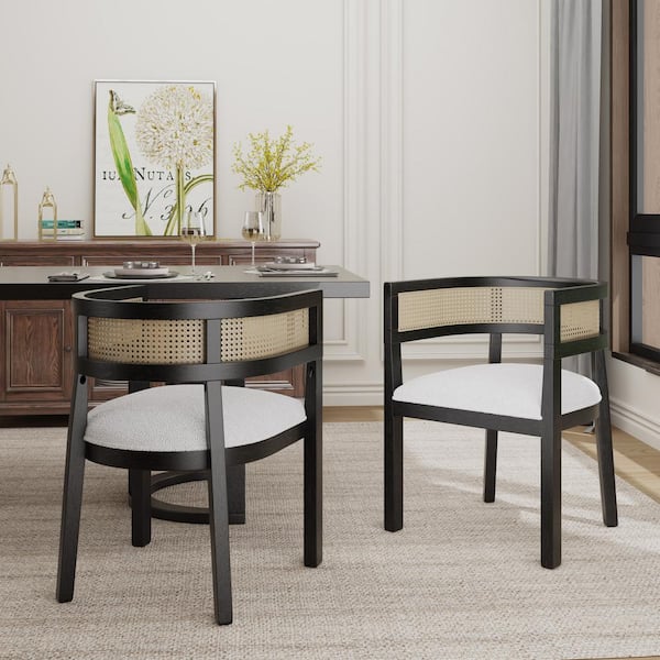 CHRISTOPHER KNIGHT HOME Elev Beige and Black Fabric Upholstered Dining Chairs, Set of 2