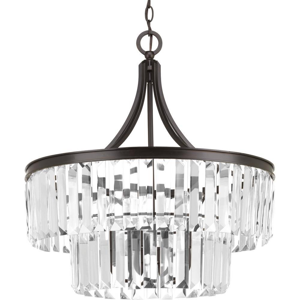 Progress Lighting Glimmer Collection 5-Light Antique Bronze Pendant with  Clear Glass P5321-20