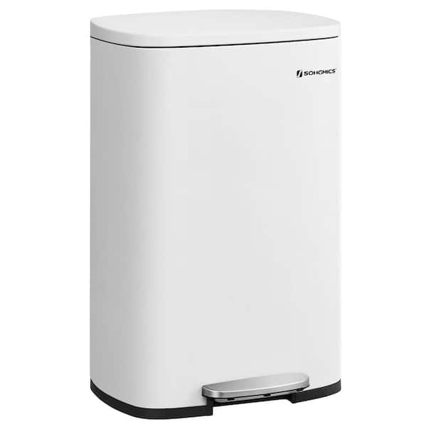 Kitchen 13.2 Gal. White Metal Household Trash Can Step Lid