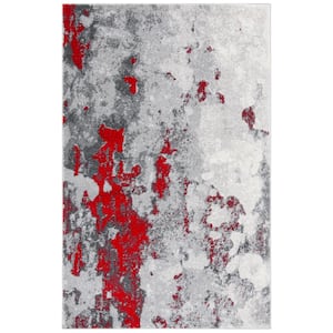 ADirondack Red/Gray 5 ft. x 8 ft. Distressed Abstract Area Rug