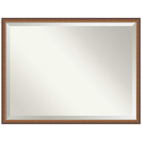 Amanti Art Two Tone Bronze Copper 42.25 in. x 32.25 in. Beveled Modern Rectangle Wood Framed Bathroom Wall Mirror in Bronze