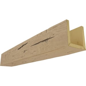 4 in. x 6 in. x 24 ft. 3-Sided (U-Beam) Hand Hewn Natural Pine Faux Wood Ceiling Beam