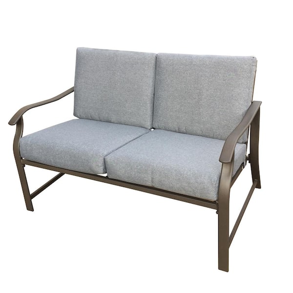 Boosicavelly 2--Piece Metal Mushroom Outdoor Patio Loveseat and Teapoy with Gray Cushion