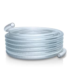 5/8 in. I.D. x 100 ft. Clear Braided High Pressure, Heavy Duty Reinforced PVC Vinyl Tubing for All Applications