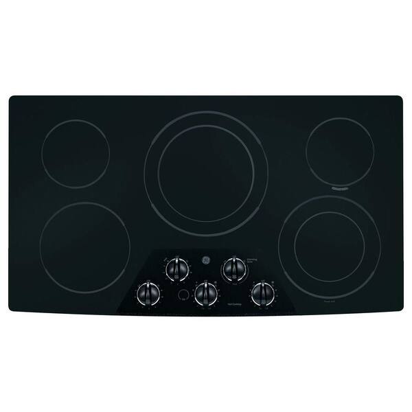 GE 36 in. Ceramic Glass Electric Cooktop in Black with 5 Elements including PowerBoil