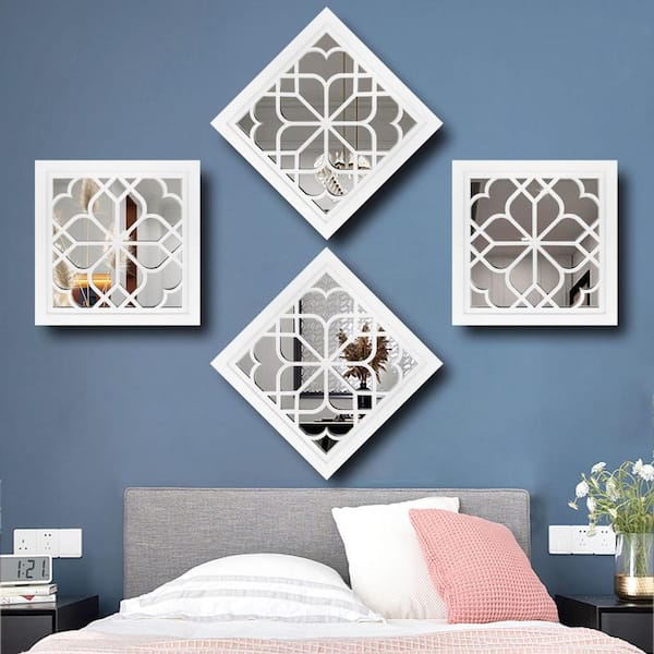 Set of 4 Mirrors Square Wall Mirror,Gorgeous Rustic Farmhouse outlet Accent Mirror