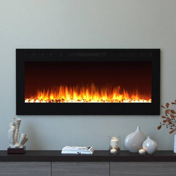 Moda Flame Cynergy 50 in. Pebble Electric Recessed Built-In Fireplace in Black