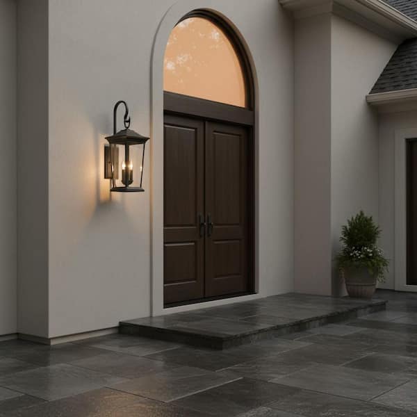 Bromley Extra-Large 3-Light Museum Black Outdoor LED Wall Mount Lantern