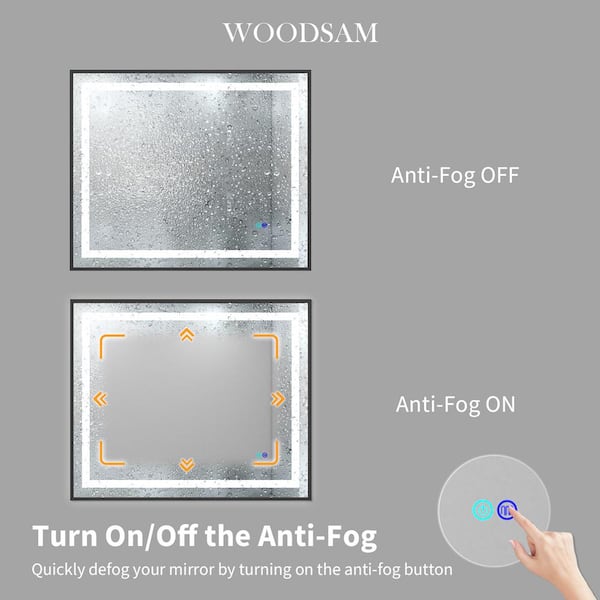 WOODSAM 48 in. W x 40 in. H Rectangular Alluminum Framed Anti Fog