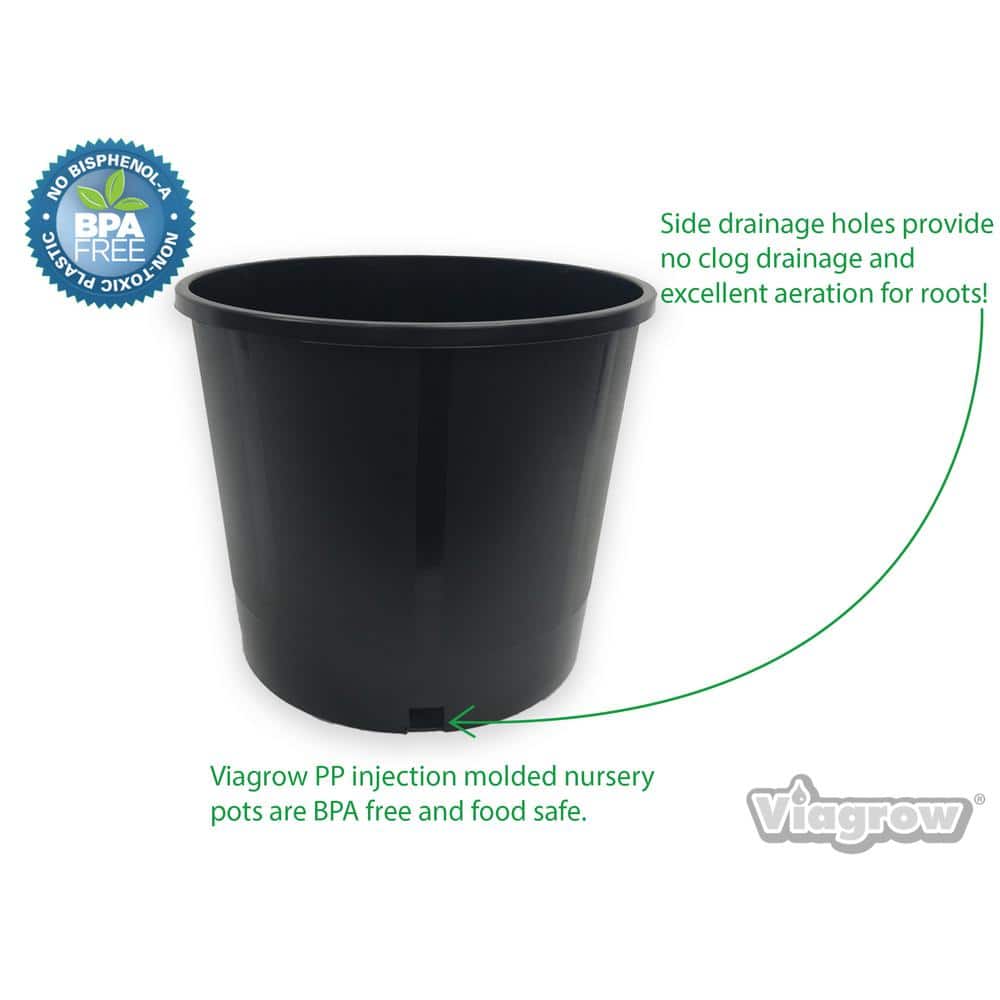 Black Plastic 3 Gallon Nursery Pots, Set of 20