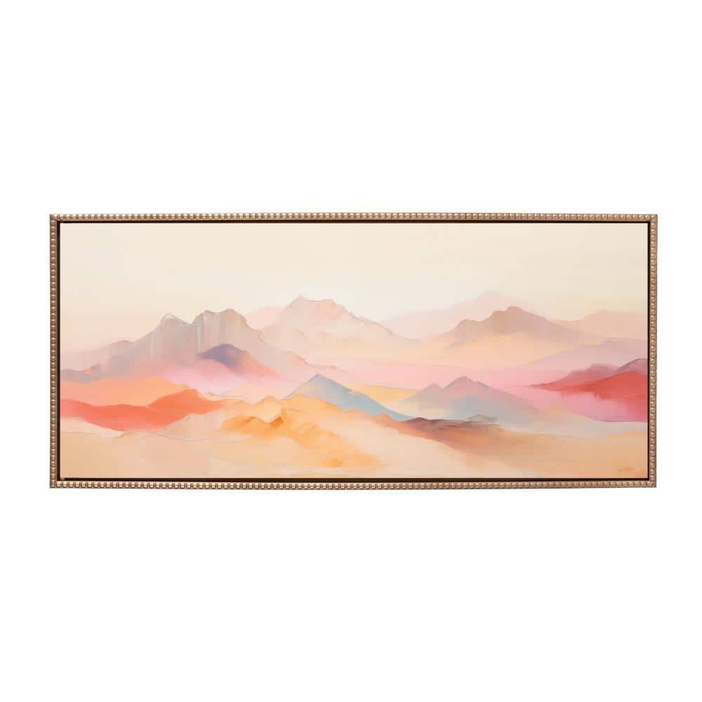 Soft Pastel Mountain Abstract Framed Canvas Wall Art
