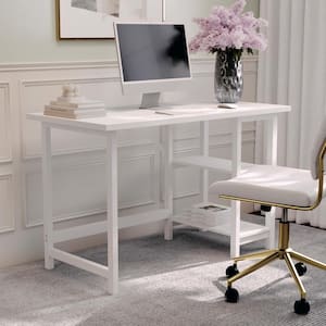 47 in. Rectangle White Wood Grain Engineered Wood Computer Desk
