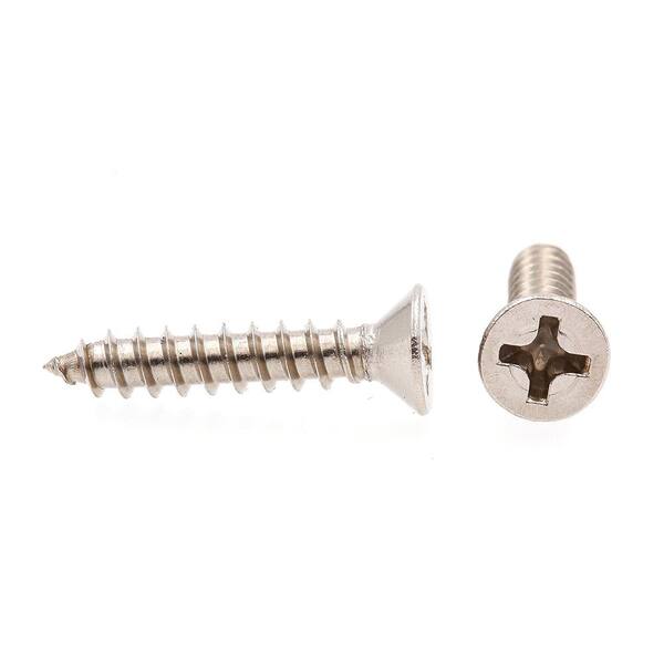 Stainless Steel Sheet Metal Screw, Plain Finish, Flat Head, Phillips Drive, Self-Drilling Point, 3/4 inch Length, #6-20 Threads (Pack of 100)