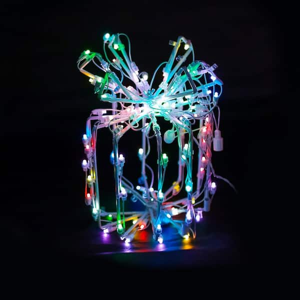 HOLIDYNAMICS HOLIDAY LIGHTING SOLUTIONS 16 in. Holidynamics Christmas Dynamic RGB Color Changing Small Gift Box