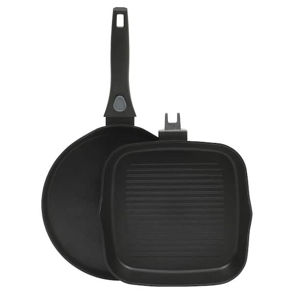 Nonstick Aluminum Pancake and Frying Pan Set in Black
