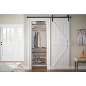 Genevieve 2 ft. Gray Adjustable Closet Organizer Long Hanging Rod with Shoe Rack and 2 Drawers