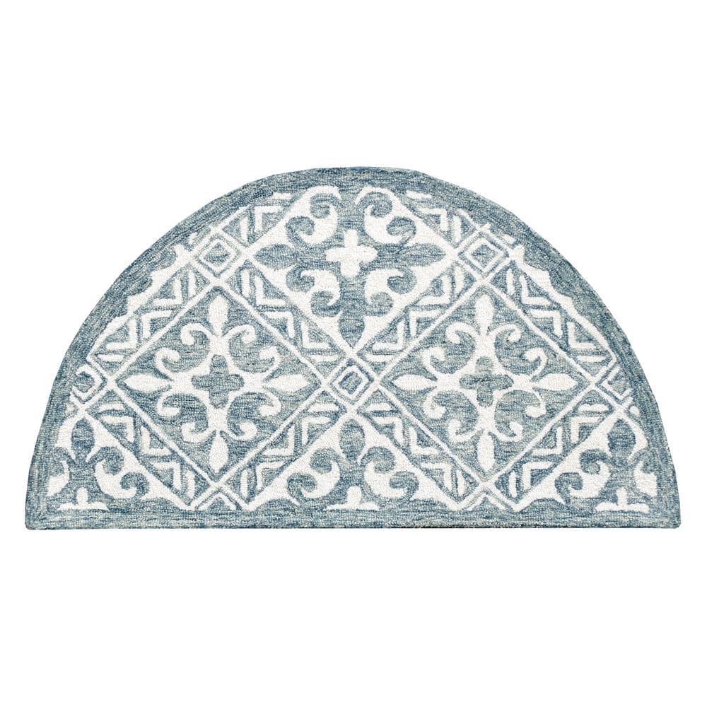 Bella Indigo Blue 2 ft. 3 in. x 3 ft. 10 in. Eclectic Hand-Tufted Floral 10