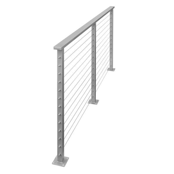 CityPost 4 ft. Deck Cable Railing, 42 in. Base Mount, Grey