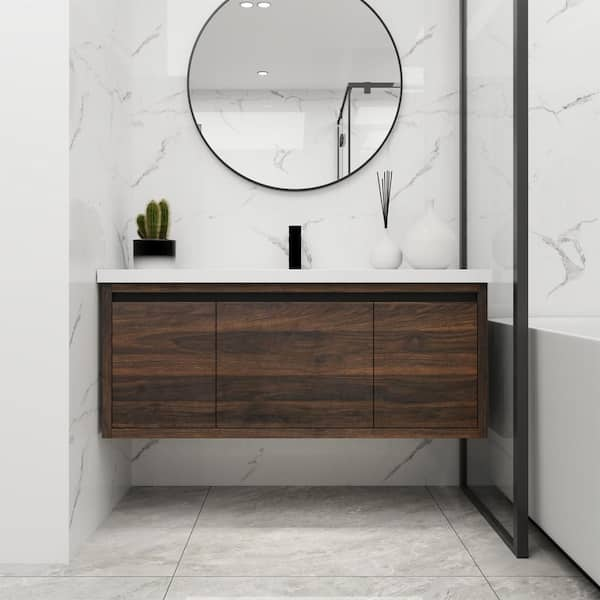 Floating Bathroom Storage Cabinet With Sliding Doors, Vanity