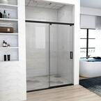 48 in. W x 76 in. H Single Sliding Frameless Shower Door/Enclosure in Matte Black Finish with Clear Glass