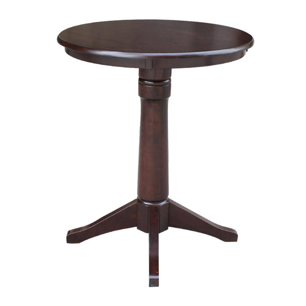 Elegant Mocha Wood Round Counter-Height Pedestal Table