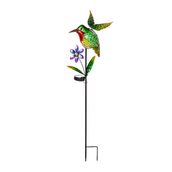 Evergreen Hummingbird 36 in. Solar Garden Stake