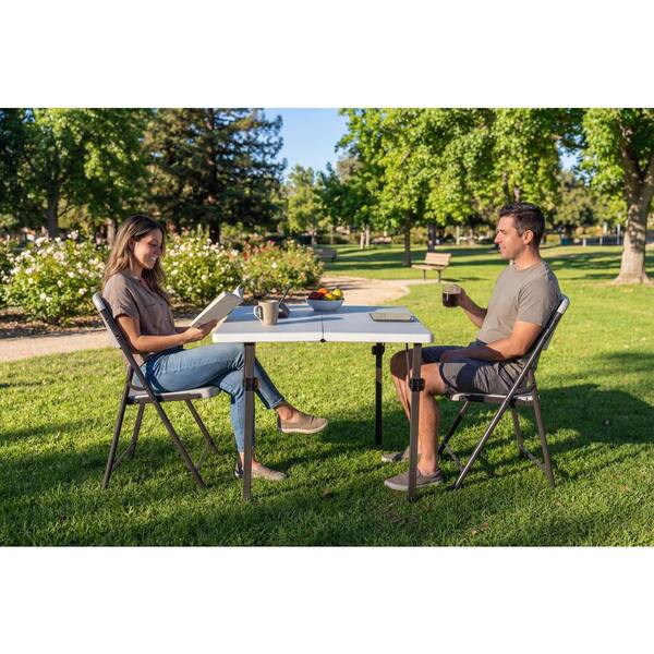 HDX 34 in. White & Grey Indoor/Outdoor Folding Square Card Table