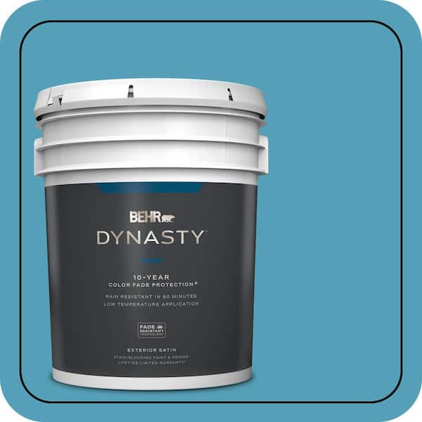 BEHR DYNASTY 5 gal. #M480-5A North Pole Blue Satin Enamel Exterior Stain-Blocking Paint & Primer