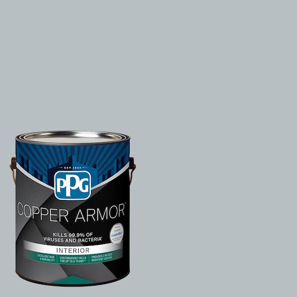 COPPER ARMOR 1 gal. PPG1012-4 Gray Frost Eggshell Antiviral and Antibacterial Interior Paint with Primer