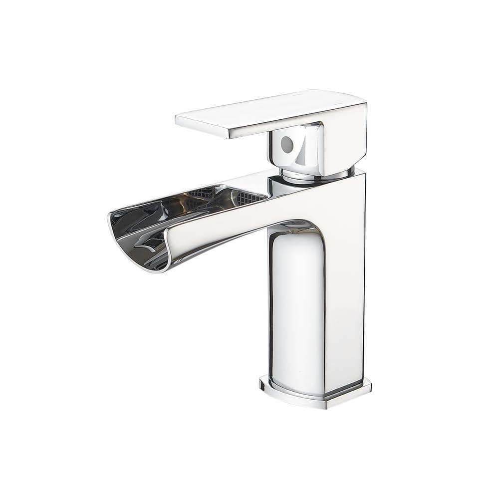 Single Handle Single Hole Bathroom Faucet with Waterfall and Drain Assembly