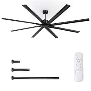 96 in. Indoor Black Industrial Large Ceiling Fan with Remote Control, 8 ft. 8 Aluminum Blades Ceiling Fan with DC Motor