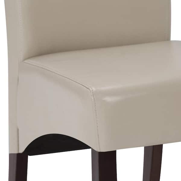 Simpli Home Avalon Transitional Deluxe, Cream Leather Parsons Dining Chair