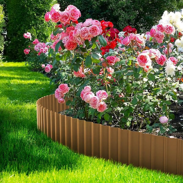 6" x 20' Brown Corrugated Metal Garden Edging Landscape Edging Border for Lawn Flower Bed Garden Fence Paver Edging