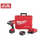 M18 FUEL 18V Lithium-Ion Brushless Cordless 1/2 in. Impact Wrench with Friction Ring Kit With Two 5.0 Ah Batteries