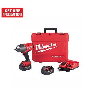 M18 FUEL 18V Lithium-Ion Brushless Cordless 1/2 in. Impact Wrench with Friction Ring Kit With Two 5.0 Ah Batteries