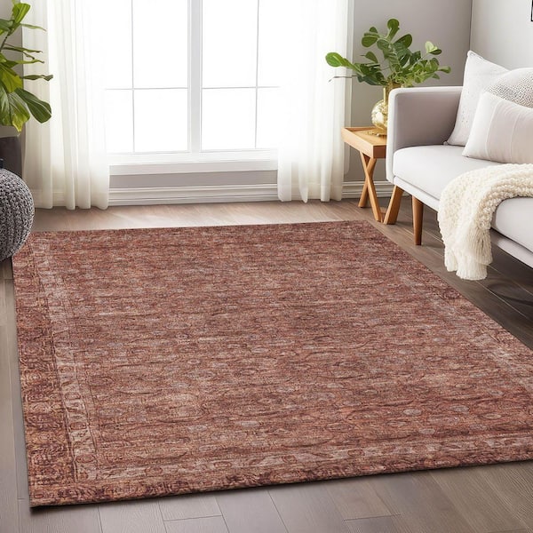 Chantille Machine Washable Indoor/Outdoor Abstract ACN1762 Terracotta 8 ft. x 10 ft. Area Rug