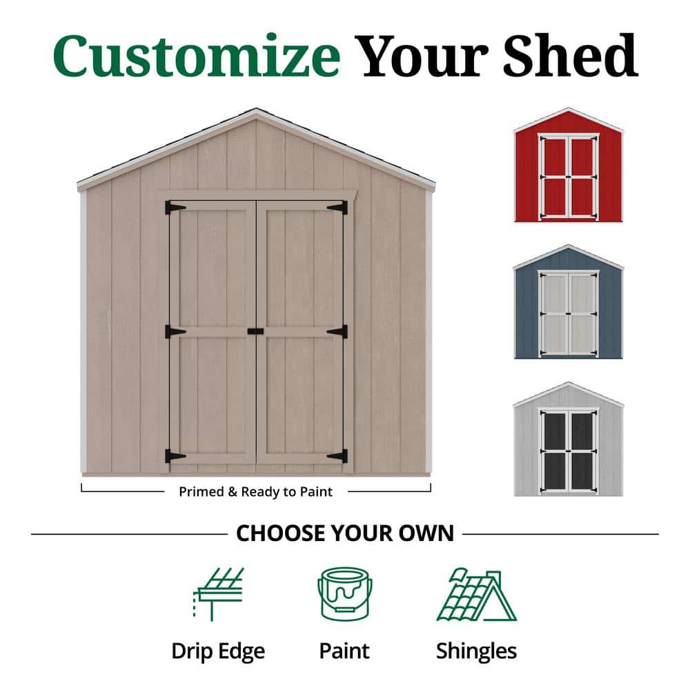 8x8 Gray Wooden Gable Shed Kit with Floor