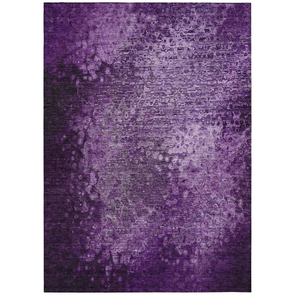 HomeRoots Purple 10 ft. x 14 ft. Woven Border Rectangle Indoor/Outdoor ...