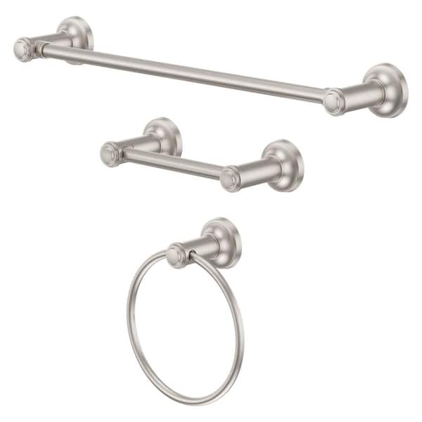Pfister Briscoe 3-Piece Bath Hardware Set with Mounting Hardware in Spot Defense Brushed Nickel