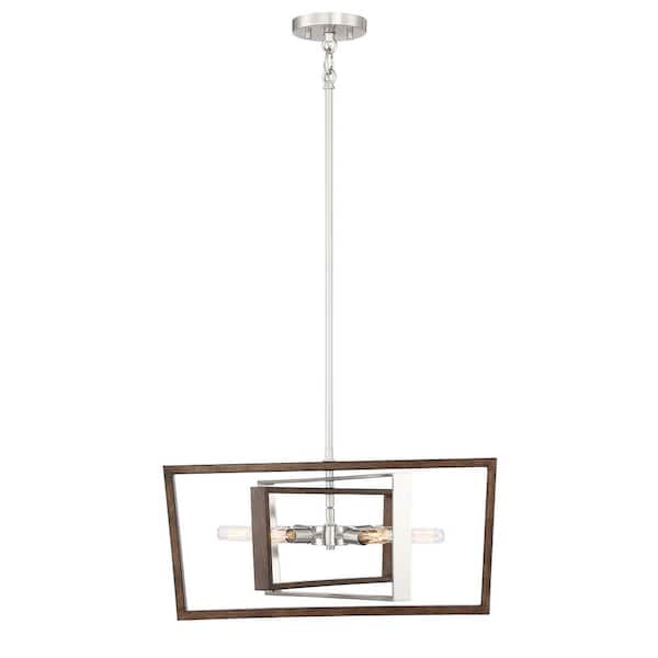 Good Lumens by Madison Avenue 6-Light Brushed Nickel and Corona Bronze Pendant