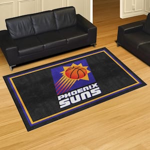 NBA Retro Phoenix Suns Black 5 ft. x 8 ft. Plush Area Rug