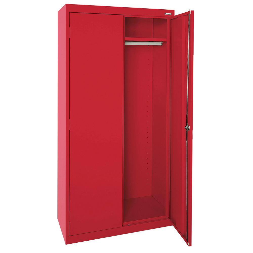 Sandusky Classic Series Steel Wardrobe Steel Garage Freestanding Cabinet in Red (36 in. W x 72 in. H x 24 in. D)