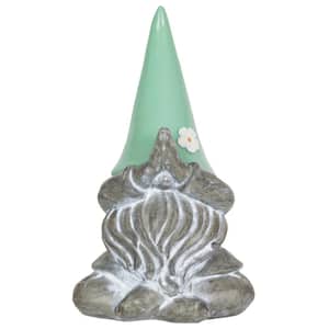 Solar Gnamaste Mint Hat Gnome Garden Statue