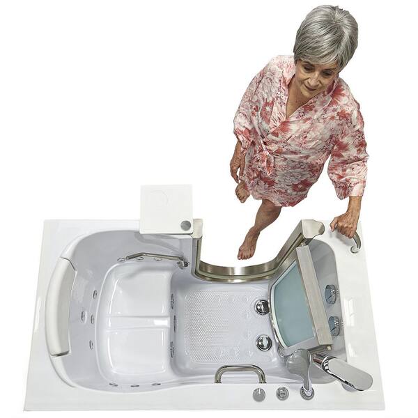 Royal 52 in. Acrylic Walk-In Whirlpool Bathtub in White with Left Door, 2-Piece Fast Fill Faucet and 2 in. Dual Drain Royal 52 in. Acrylic Walk-In Whirlpool Bathtub in White with Left Door, 2-Piece Fast Fill Faucet and 2 in. Dual Drain