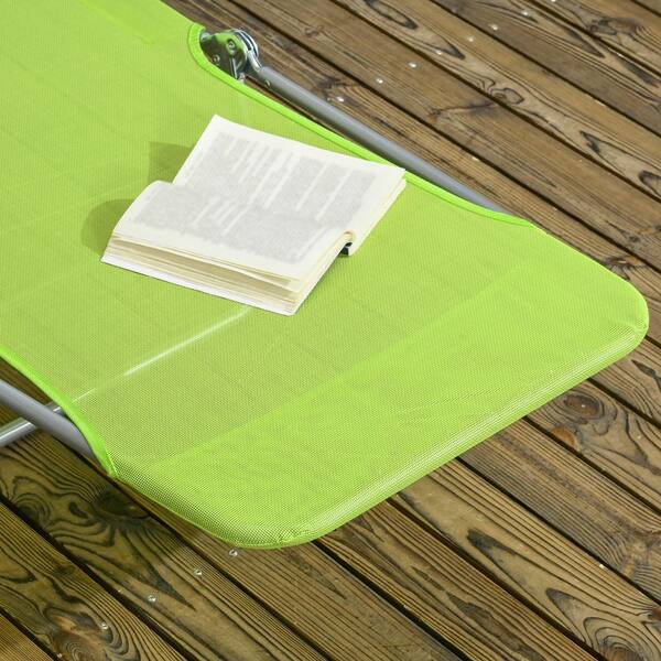 Zeus & Ruta 2-Piece Green Metal Outdoor Chaise Lounge with 6