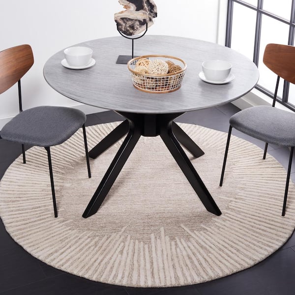 Abstract Natural/Ivory 6 ft. x 6 ft. Marle Eclectic Round Area Rug