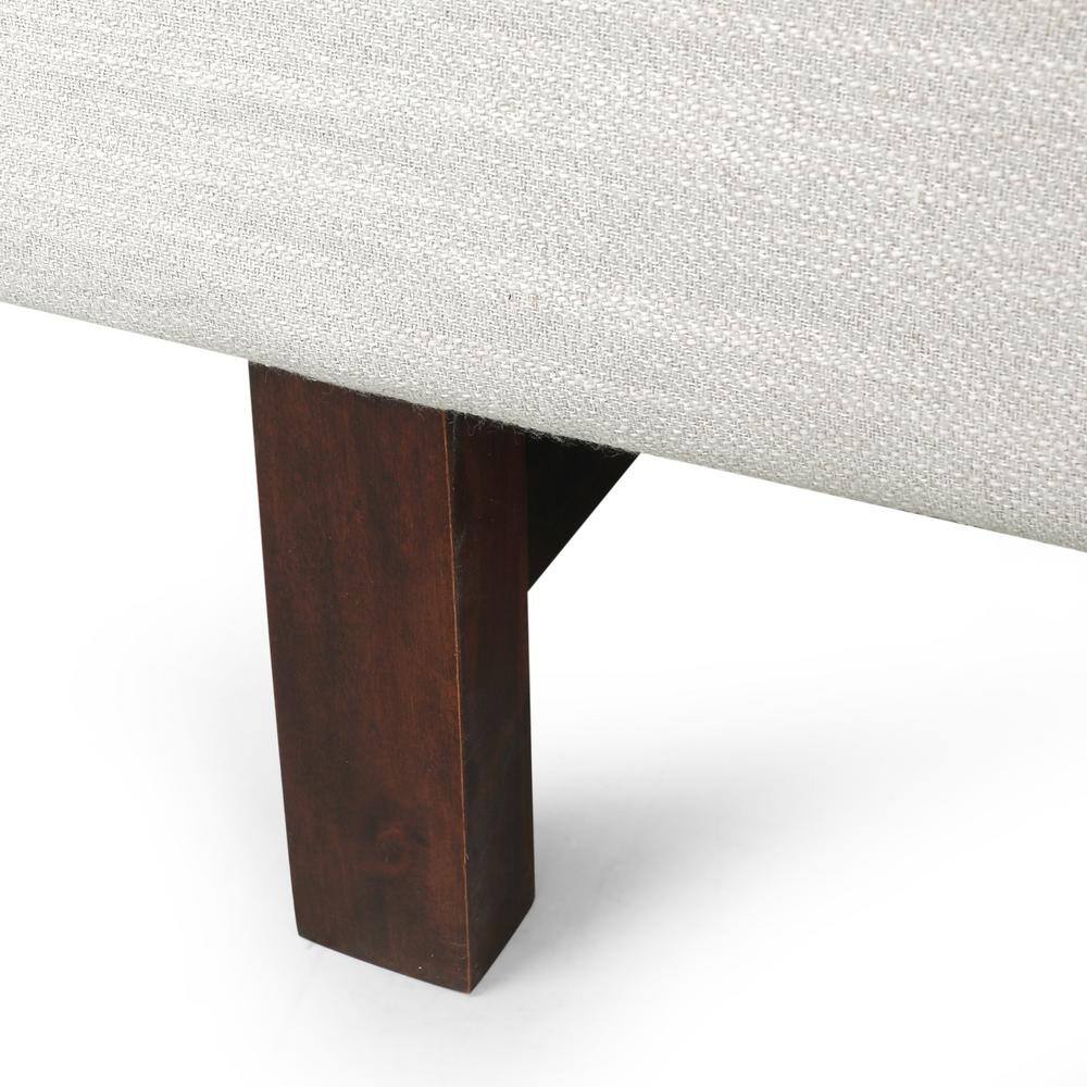 Beige Polyester Tufted 3-Seater Lawson Sofa with Espresso Wood Legs