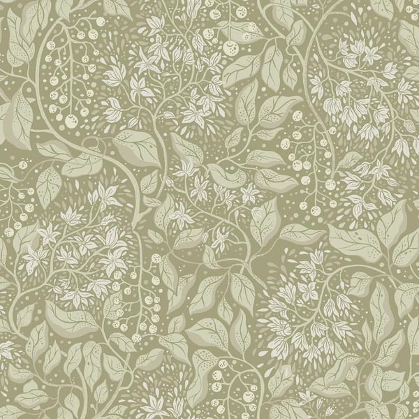 A-Street Prints Turi Moss Twining Vines Non-Pasted Non-Woven Paper Wallpaper