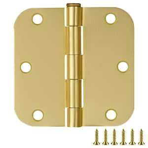 3-1/2 in. x 5/8 in. Radius Satin Brass Door Hinge Value Pack (3 per Pack)