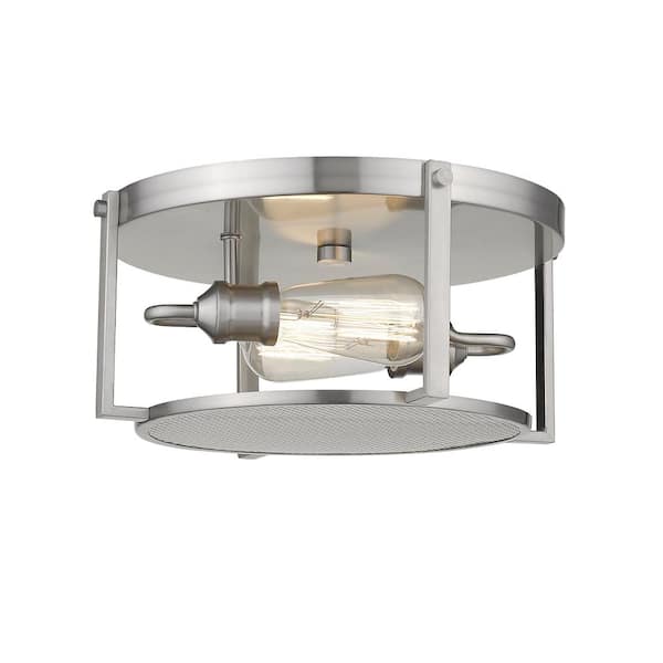 Unbranded Halcyon 14.25 in. 2-Light Brushed Nickel Flush Mount Light with No Bulbs Included